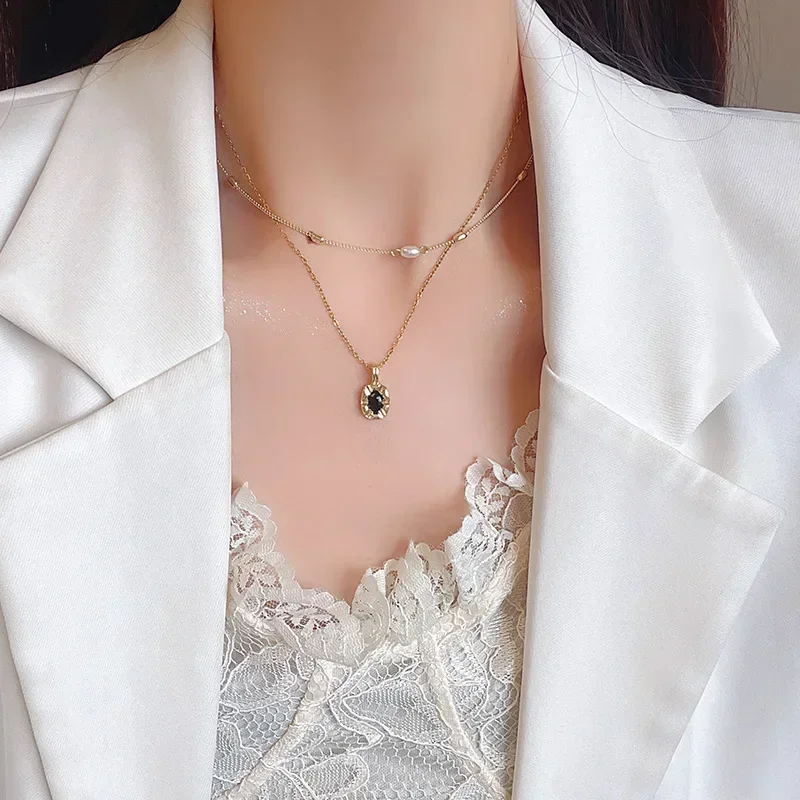 Изысканное Двухслойное черное раннее ожерелье для женщин персонализированные