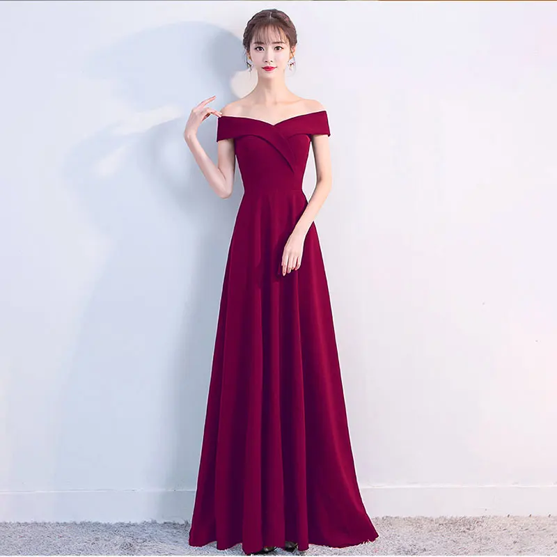 Evening dress dress 2023 new banquet black party dress sexy off shoulder long dress