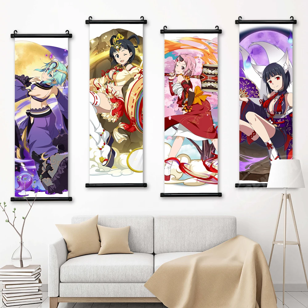 

Print Canvas Yuuki Asuna Poster Shinozaki Rika Home Decoration Wall Sword Art Online Picture Konno Yuuki Scroll Hanging Painting