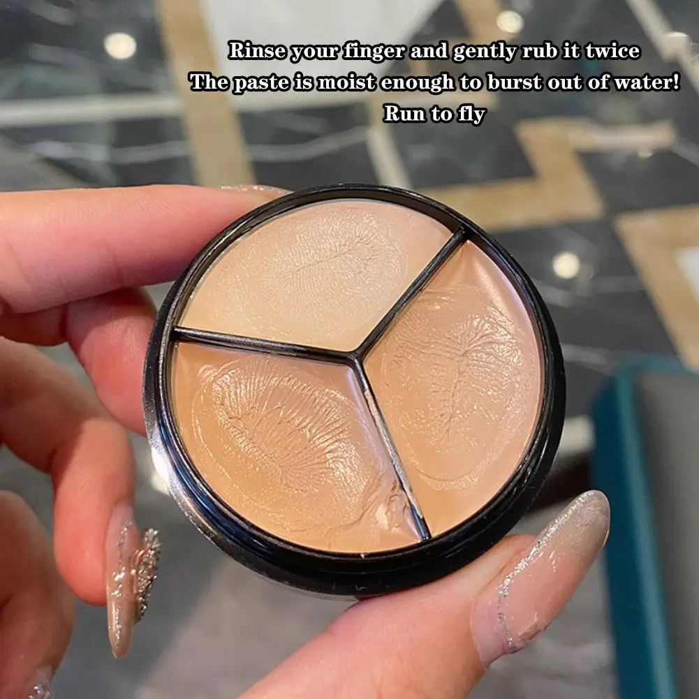 

3-Color Concealer Palette Moisturize Long Lasting Cover Dark Circles Acne Pores Cream Shading Highlighter Face Makeup Cometics