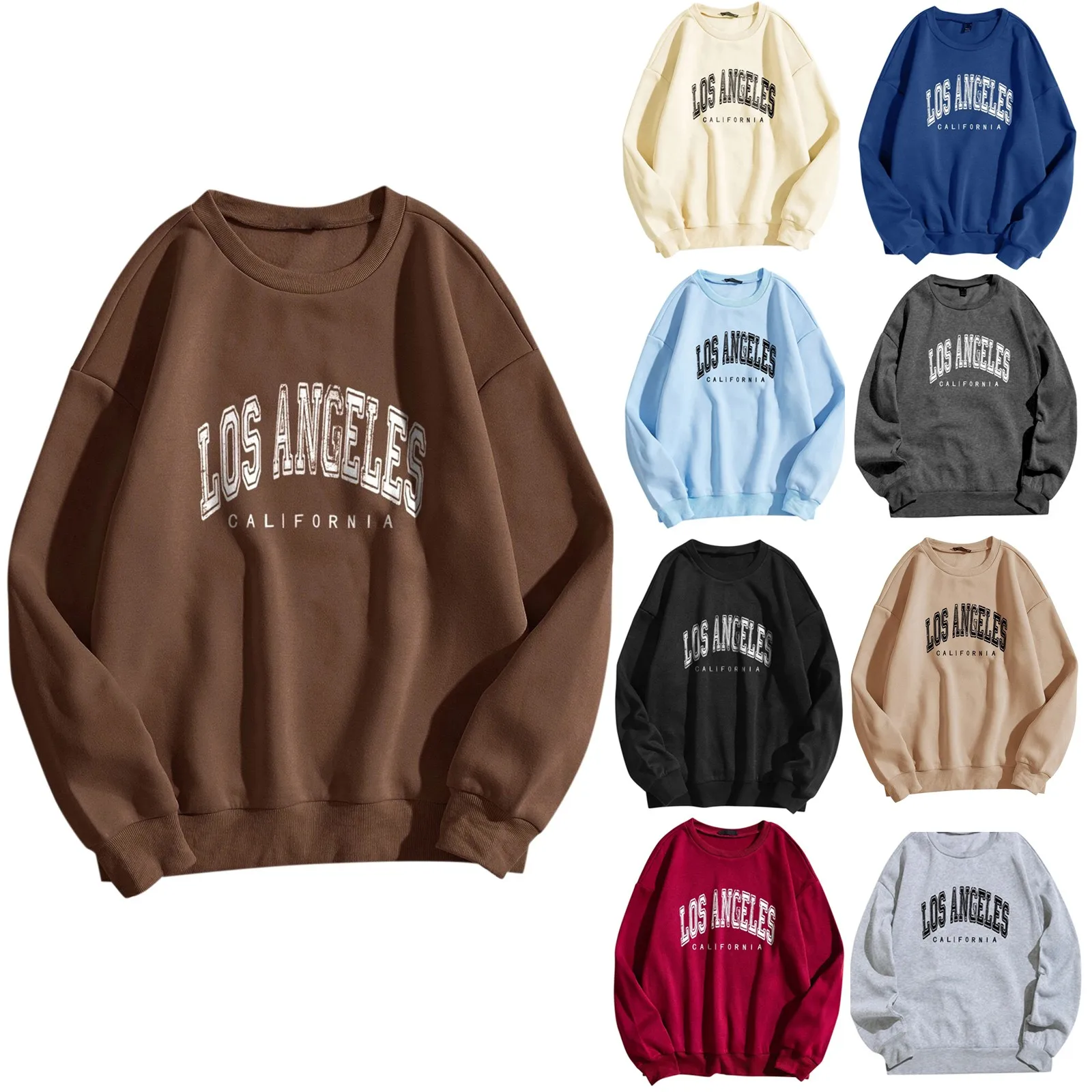 

Autumn Vintage Ladies Hooded Pullover Fashion Letter Printing Round Neck Long-Sleeve Sweatshirt Casual Fashion Tops Coat