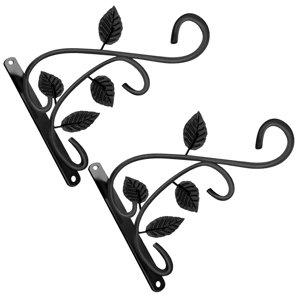 

2 Pcs Hook Flower Basket Hanging Bracket Ceiling Balcony Planter Hanger Wrought Iron Flowerpot Brackets