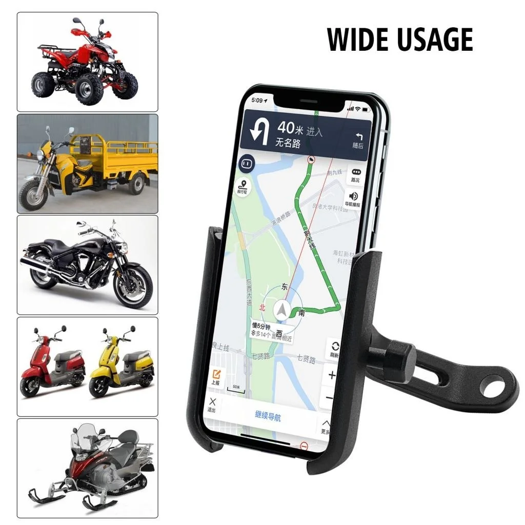 

Universal Motorcycle Cell Phone Holder, Aluminum Alloy Black Cover