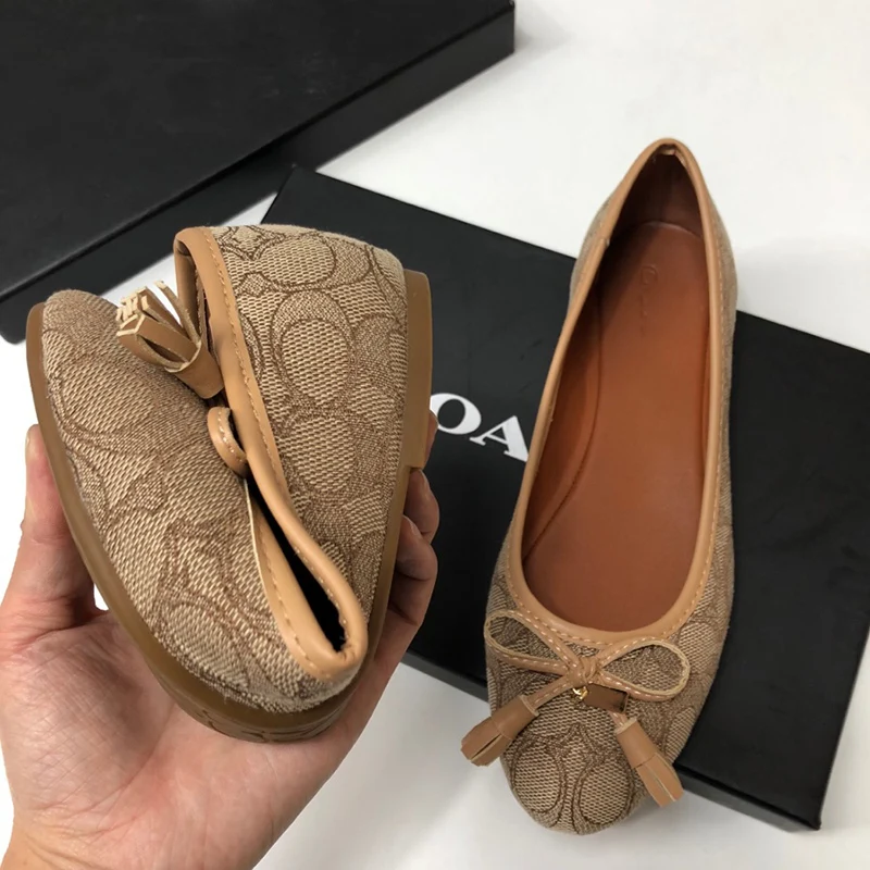 Europe and America Slip on Round Head Shallow Flat Women's Shoes Bowknot Lefu Shoes Cover Foot Loafer Shoes