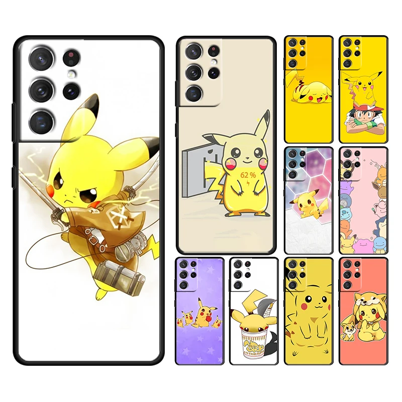 

Pokemon Pikachu Anime For Samsung Galaxy S22 S21 S20 Ultra Plus Pro S10 S9 S8 4G 5G TPU Soft Black Silicone Phone Case Capa