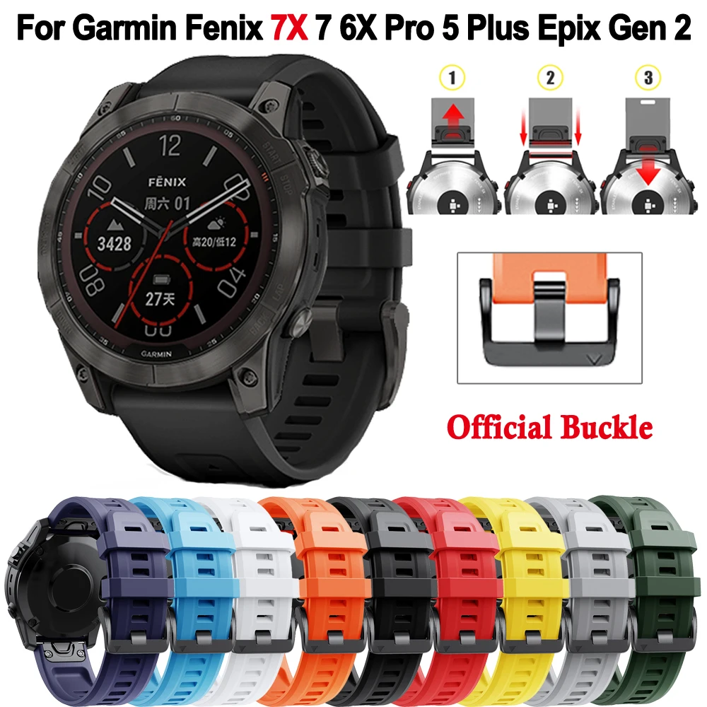 

Ремешок силиконовый для смарт-часов Garmin Fenix 7 7X 6 6X Pro 5X 5 Plus 3 3HR 935 945 MK1 MK2 MK2i Epix Gen 2, 22 26 мм