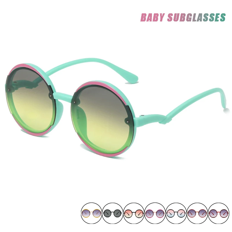 

2022 New Bicolor Round Cute Kids Sunglasses UV400 for Boy Girls Toddler Lovely Fashion Baby Sun Glasses Children Oculos de sol