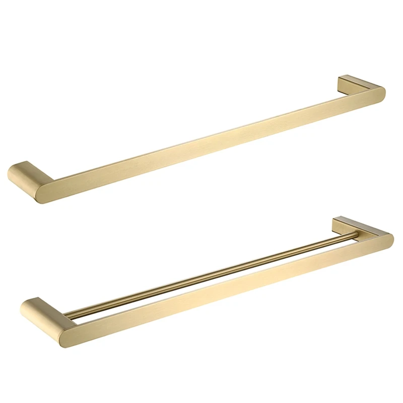 

Brushed Gold Towel Rack Perforated Bathroom Towel Rack Bathroom Storage Racks Bathroom Accessories