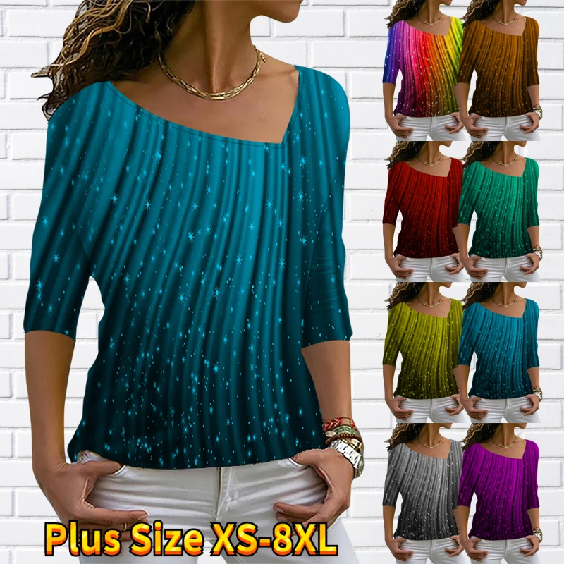 

2022 New Winter Women's Vintage Tops Simple T-shirt Autumn Abstract Printing Pullover V-Neck Loose Size Long Sleeves Tee Shirt