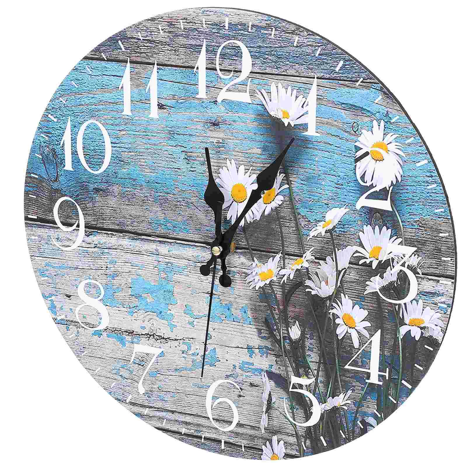 

Clock Wall Silent Mute Decorative Wood Flower Hanging Round Bedroom Operatedkitchen Room Arabic Wooden Numerals Decor Non