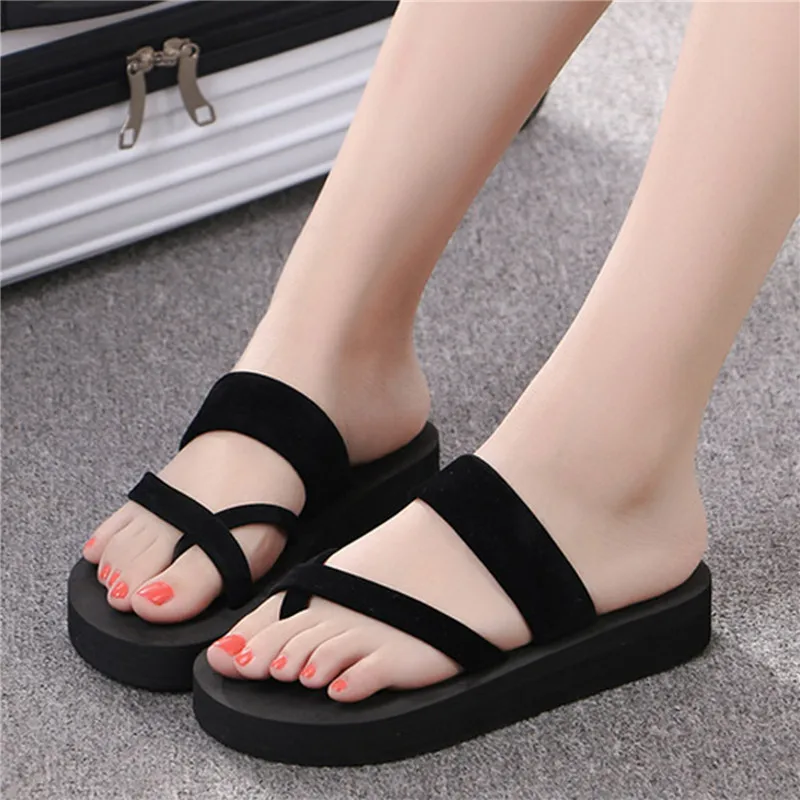 

Fashion Women Slippers Summer Outdoor Light Weight Cool Shoes Ladies Flat Flip-flop Black Non-slip Basic Home Sandals