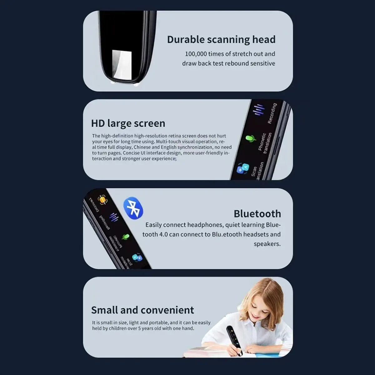 Фото Ручка-переводчик с Wi-Fi, сканирующая ручка для чтения, 112 языков, офлайн-перевод, словарь, голосовой переводчик, черная №1