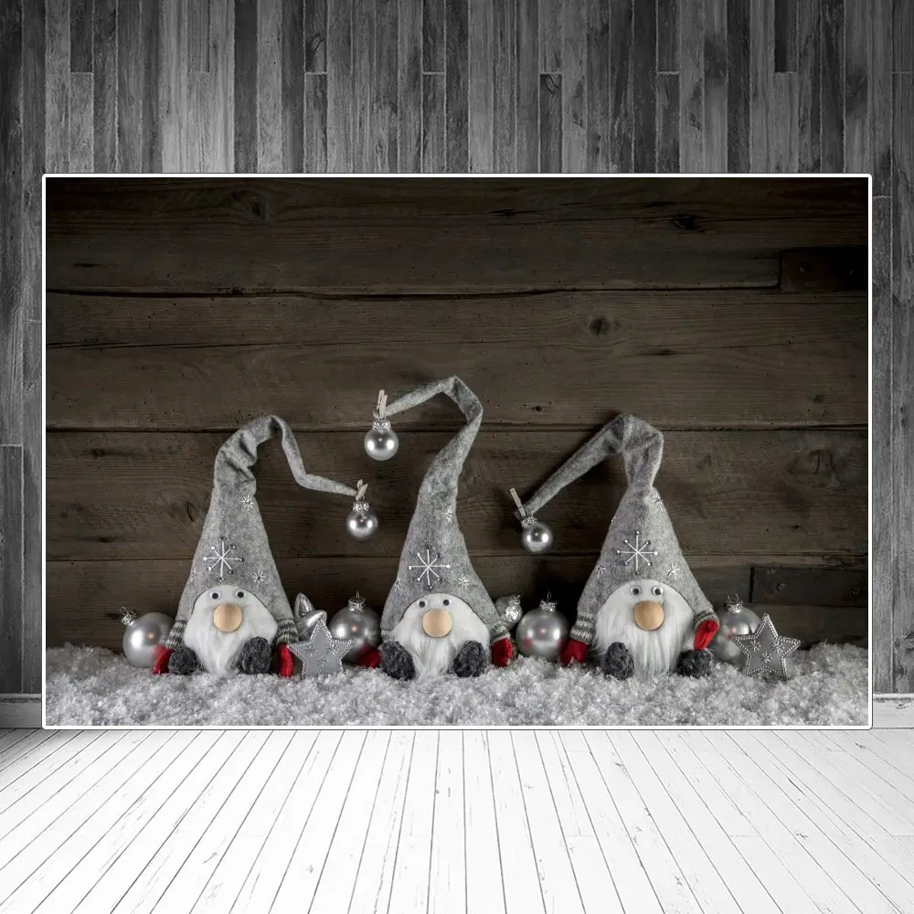

Christmas Dwarf Ball Snow Wooden Planks Photography Backgrounds Custom Baby Party Decoration Photobooth Photo Booth Backdrops