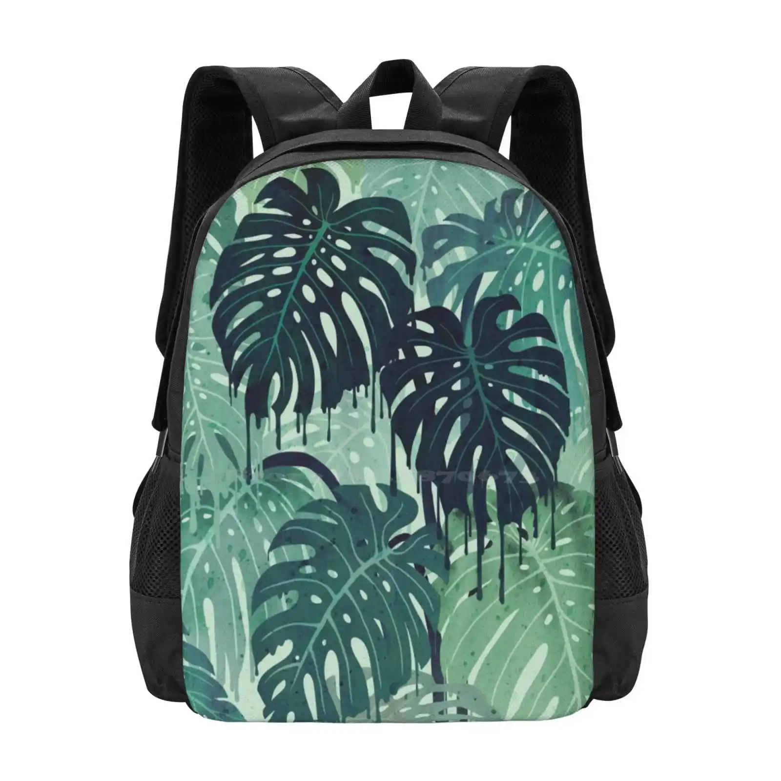 

Monstera Melt ( In Green ) School Bag Big Capacity Backpack Laptop Monstera Tropical Leaves Plants Aloha Melt Surreal Green