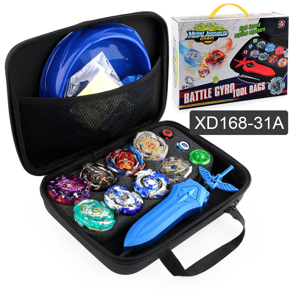 

Toupie Beyblades Burst Set with Handlebag 8 Gyros 2 Launchers and Battle Disk Metal Fusion Spinning Toys for Children