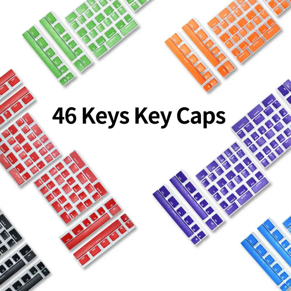 

Keycaps 46 Keys Reliable FOS Step Long Lasting Anti-skid Two-color Injection Keyboard Caps Office Supplies