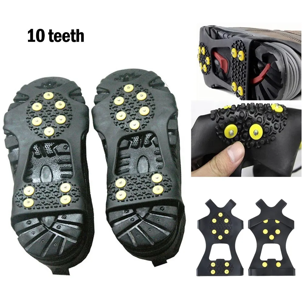 

Cleat Crampons Camping Climbing Anti Slip Shoes Cover S-XL 1Pair 10 Studs Anti-Skid Ice Snow Shoe Spiked Climbing Grips