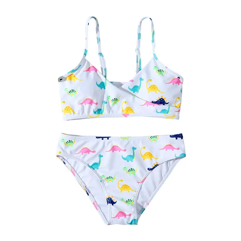 Детские бикини с оборками листьев для девочек детский купальник цветочным