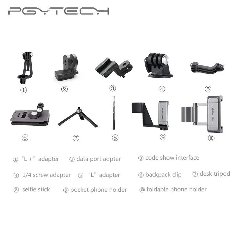 In Stock PGYTECH For DJI OSMO POCKET 2 Adapter Mount Holder Clip Selfie Stick Tripod Gimbal Protector Action 2 Camera Gimbal