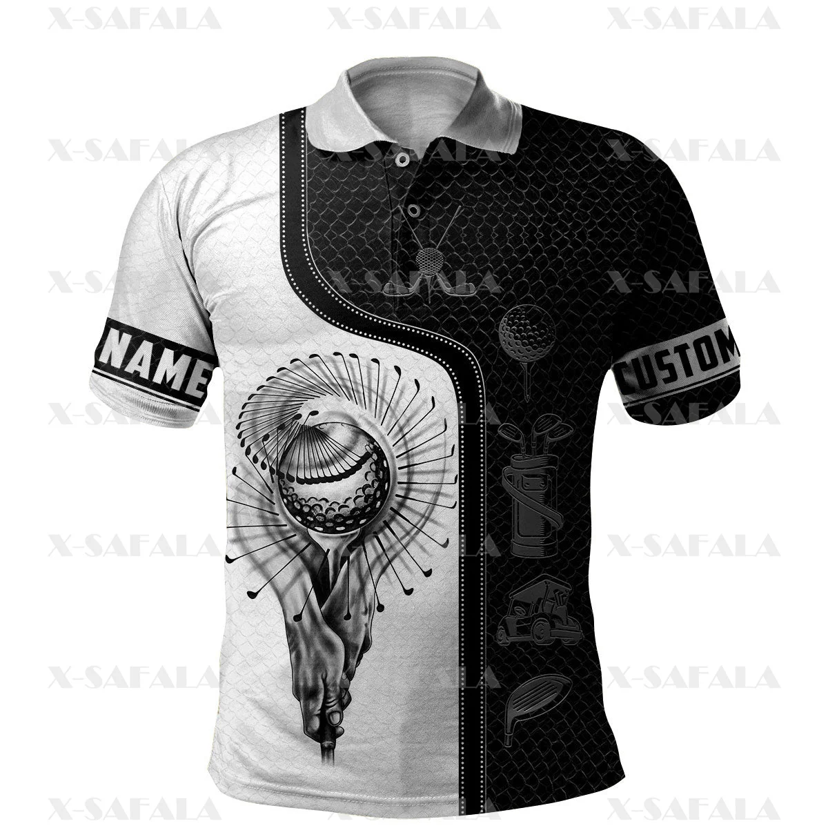 

Мужская и женская тонкая рубашка-поло с коротким рукавом и 3D-принтом