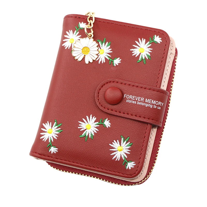 

Women Wallets Small Embroidery Leather Purse Women Ladies Card Bag For Women Clutch Women Female Purse Money Clip Wallet