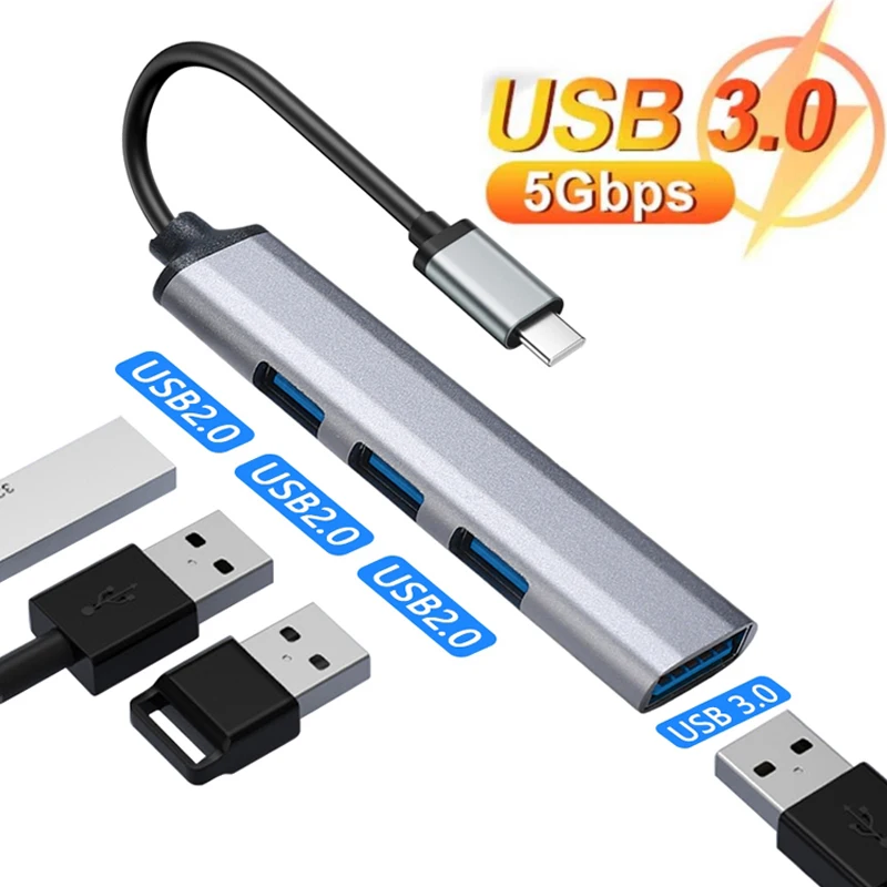 

USB 3.0 Hub 4-Port USB Splitter USB Type C Expander for Laptop Xbox Flash Drive HDD Printer Keyborad High Speed Splitter Adapter