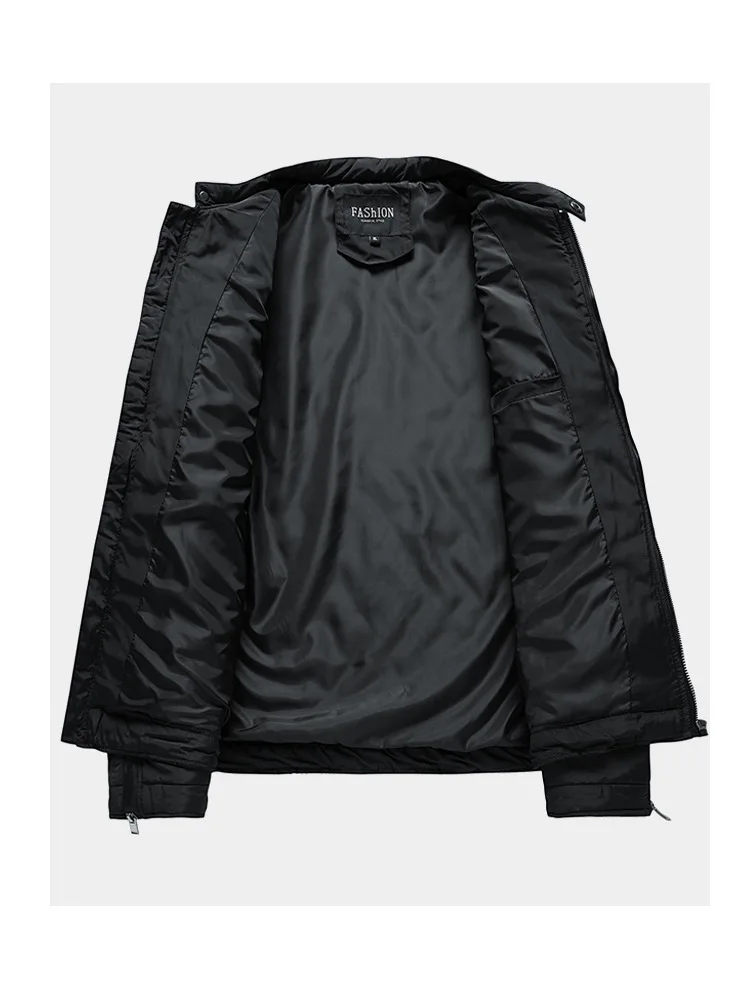 Men's New Autumn and Winter Large Size Thin Cotton Stand-up Collar Diamond Shaped Extra Set Slim Young Men's Jacket Coats Men