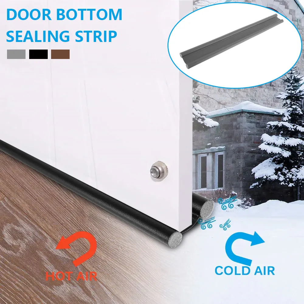 

Door Bottoom Seal Strip Draught Excluder Stopper Door Bottom Guard Double 95cm Silicone Rubber Seal Dustproof Soundproof
