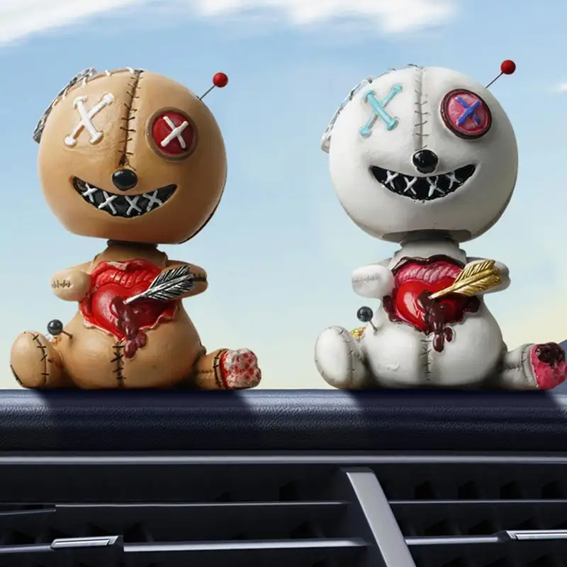 Кукла Voodoo с Бобл-головой, игрушки, проклейная кукла, искусственная смола, кукла вуду, вращающаяся голова, украшение автомобиля, Приборная панель автомобиля Adron