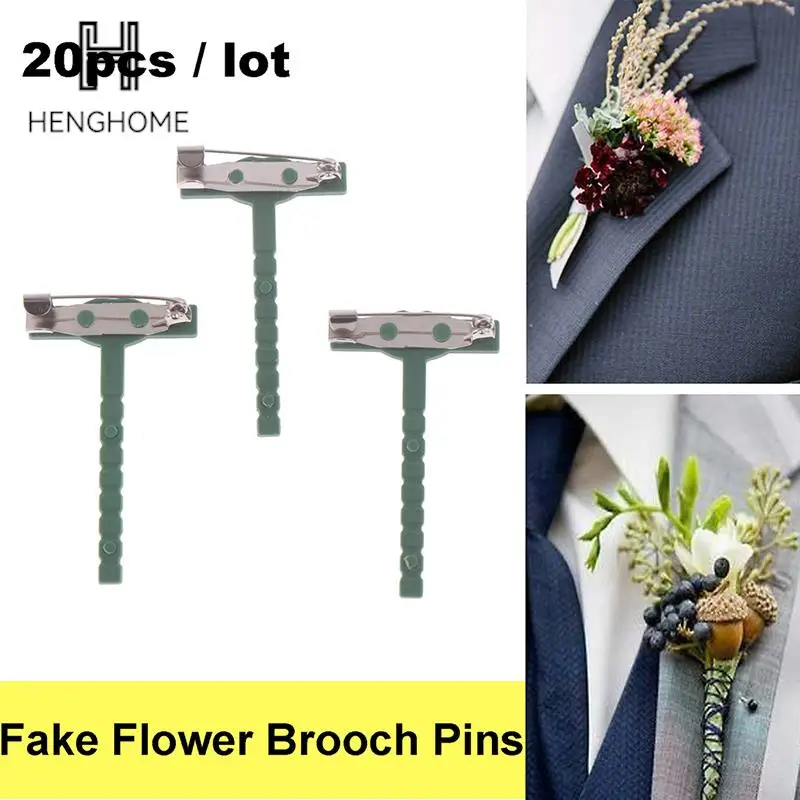 

20pcs Fake Flower Brooch Pins Plastic Metal Brooches Unisex Shirt Collar Pins Women Men Brooch Wedding Decor Tool Party Supplies
