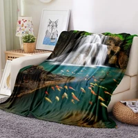 manta de franela en cascada para el hogar manta de lana con hermoso paisaje paisaje natural manta esponjosa de viaje