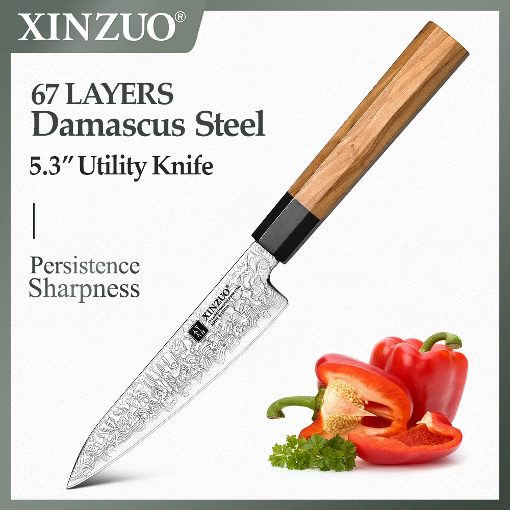 XINZUO 5 3-дюймовый универсальный нож из дамасской стали новый дизайн кухонный для