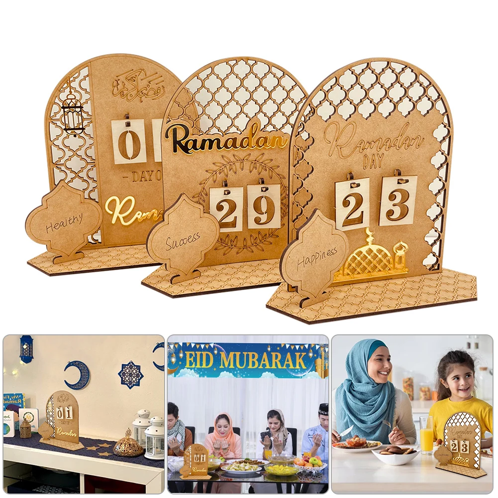 

Ramadan Countdown Calendar Eid Mubarak Ornament Wooden Calendar Islamic Muslim Party Decoration Eid AL Adha Ornament