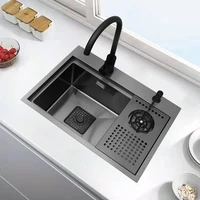 52x39cm black invisible high pressure cup washer sink 304 stainless steel island water bar single slot small kitchen sink