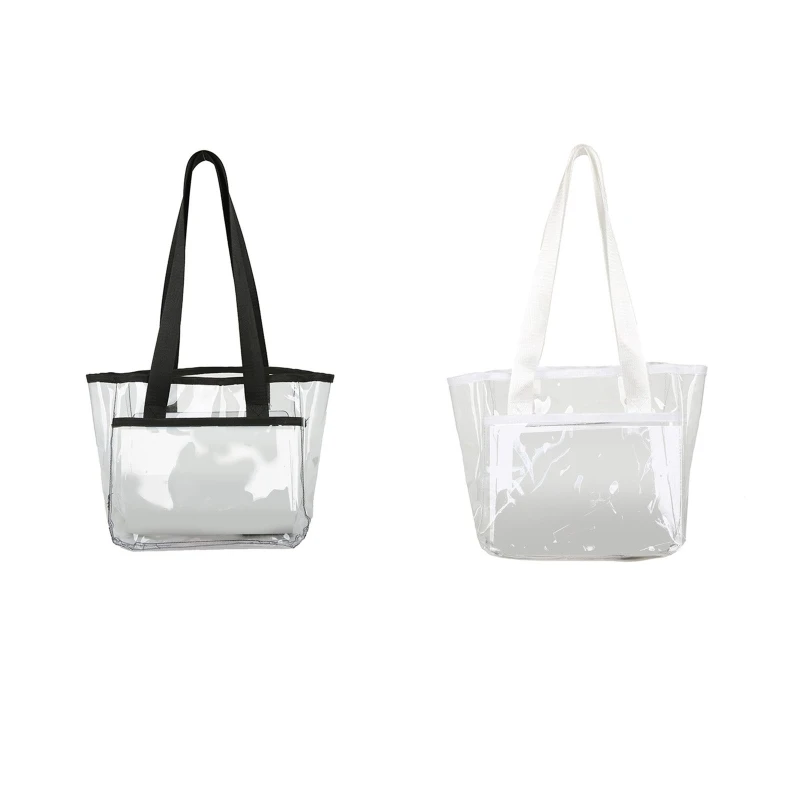 

63HC Transparent Beach Bag PVC Tote Bag Shoulder Bag All-match for Cosmetics Tissues