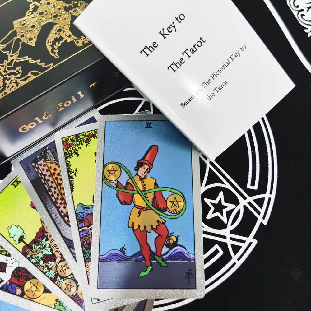 Set Tarot 12*7cm Six-pointed Star Silver Divination Table Game Prediction Card Pvc Waterproof and Wear-resistant Gift Box |