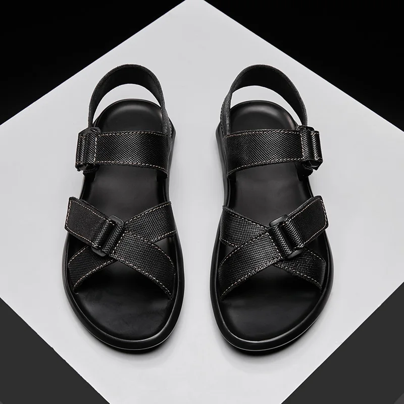 

men leather sandals genuine roman italian for 39 casual summer gladiator mens walking sandalhas 45 size beach shoes High Quality