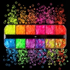 Флуоресцентные Пузырьковые блестки, эпоксидная смола, заполнение блестками, полые круглые ломтики слайма, неоновый дизайн для ногтей хлопья, шейкерный наполнитель для смолы