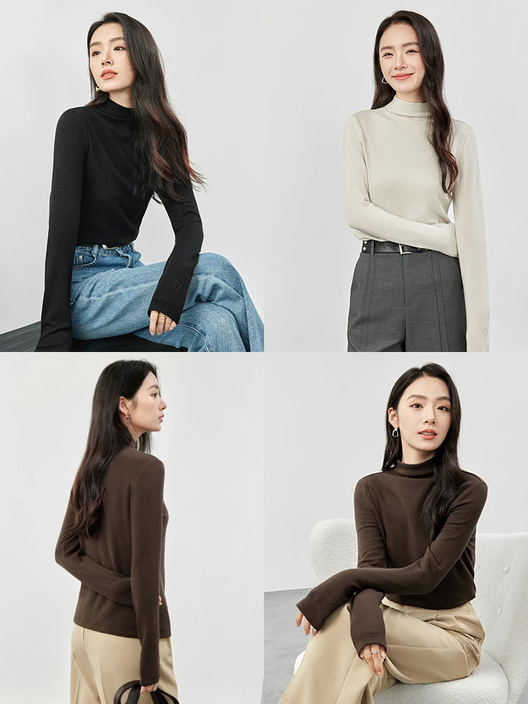 SENTUBILA зимние хлопковые водолазки вязаные пуловеры повседневные прямые топы с