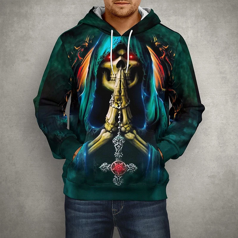 

3D Printed Skull Graphics Men's Hoodie Tops Fashion Unisex Sweatshirt Spring Hip Hop Streetwear Oversized Casual Sportswear Male