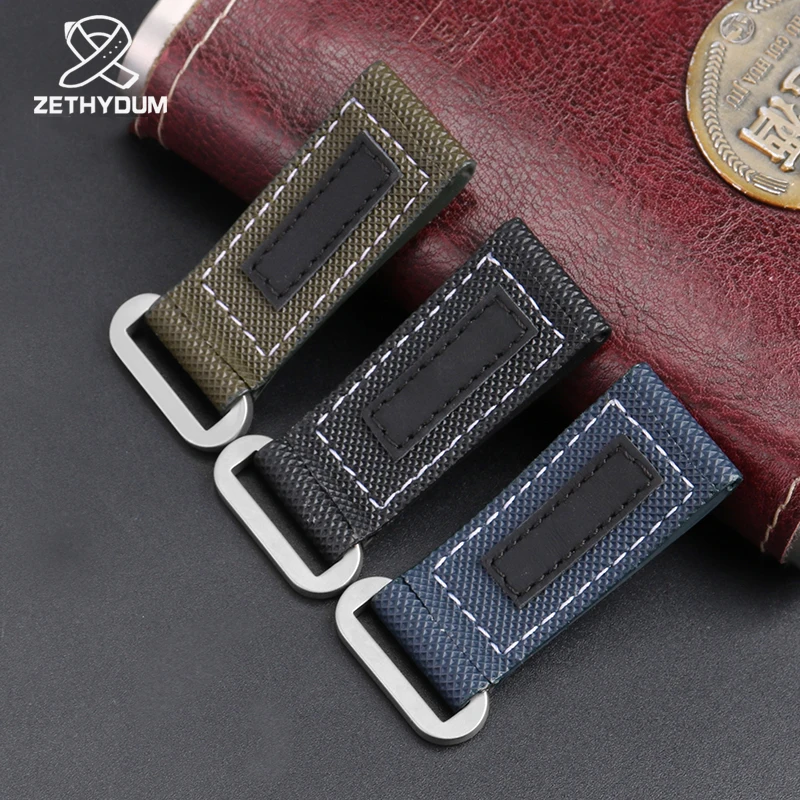 PAM01118 PAM01119 Nylon Watch Band For Panerai Canvas Leather Watch Strap Waterproof  Wrist Band Men Accessories 24mm