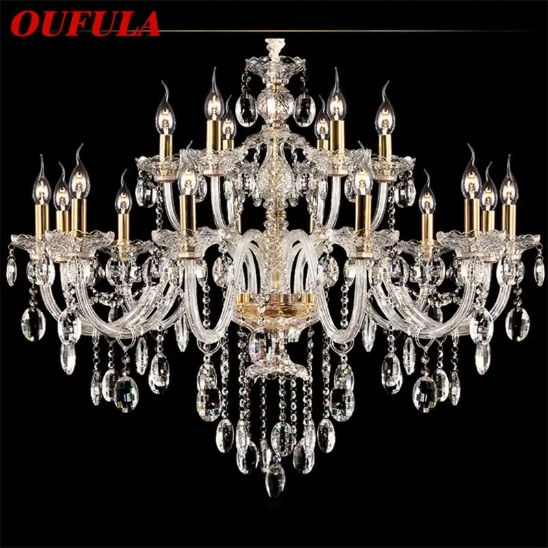 

OUFULA Crystal Chandelier Lamp European Style Hanging LED Candle Pendant Light Decorative Fixtures for Home Living Room