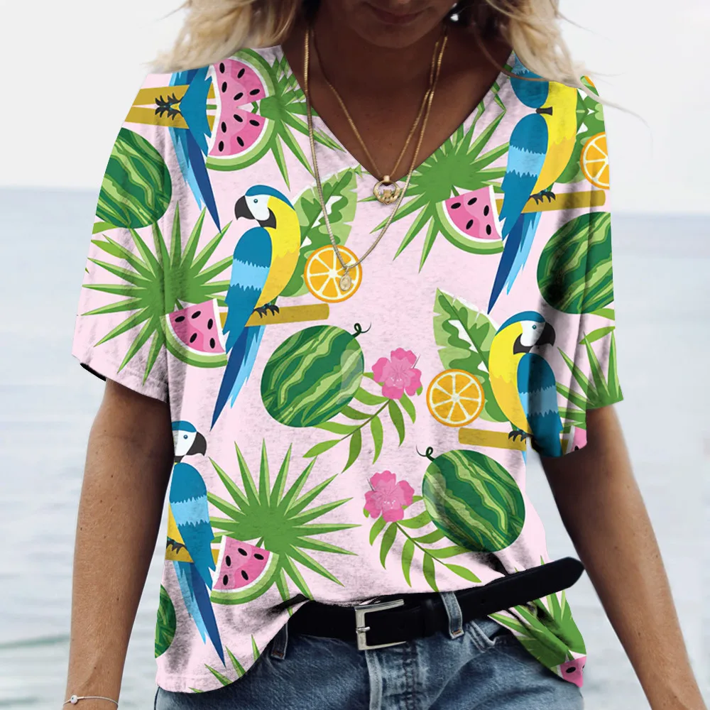 

Футболка женская с рисунком фламинго, В гавайском стиле