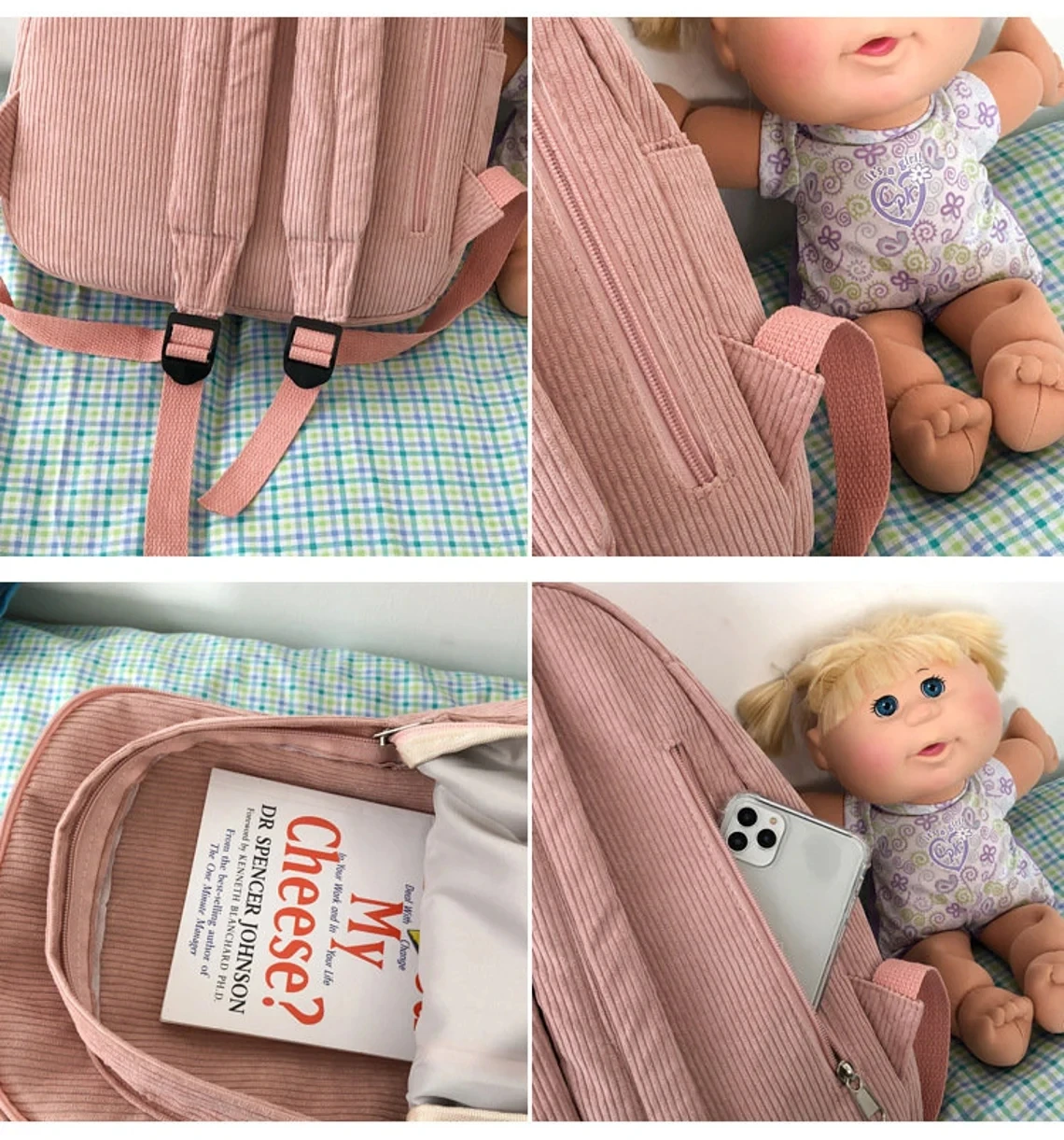 4 Color Corduroy Bag Simple Fashion Casual school backpack Travel bag backpack School Bags Student Backpack