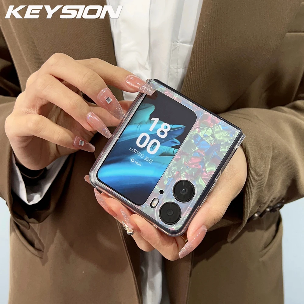 KEYSION Роскошный глянцевый чехол с ромбовидным узором для OPPO Find N2 Flip N3