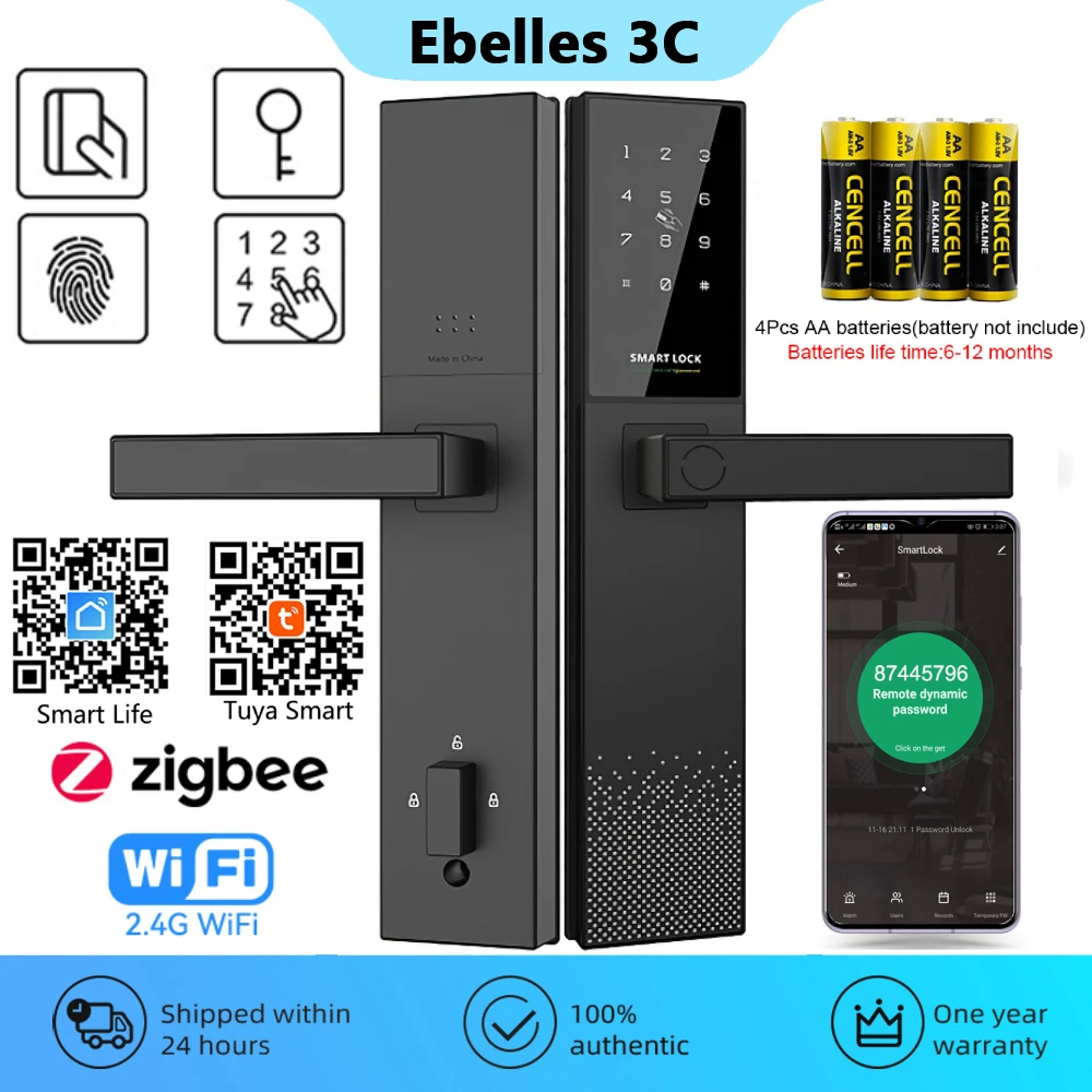

Tuya ZigBee Smart Door Lock WiFi Electronic Biometric Fingerprint Locks Password IC Card Unlock Smart Home Security Protection