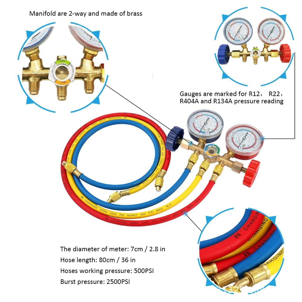 R134A R22 R12 R404A стандартный набор для кондиционирования воздуха инструменты