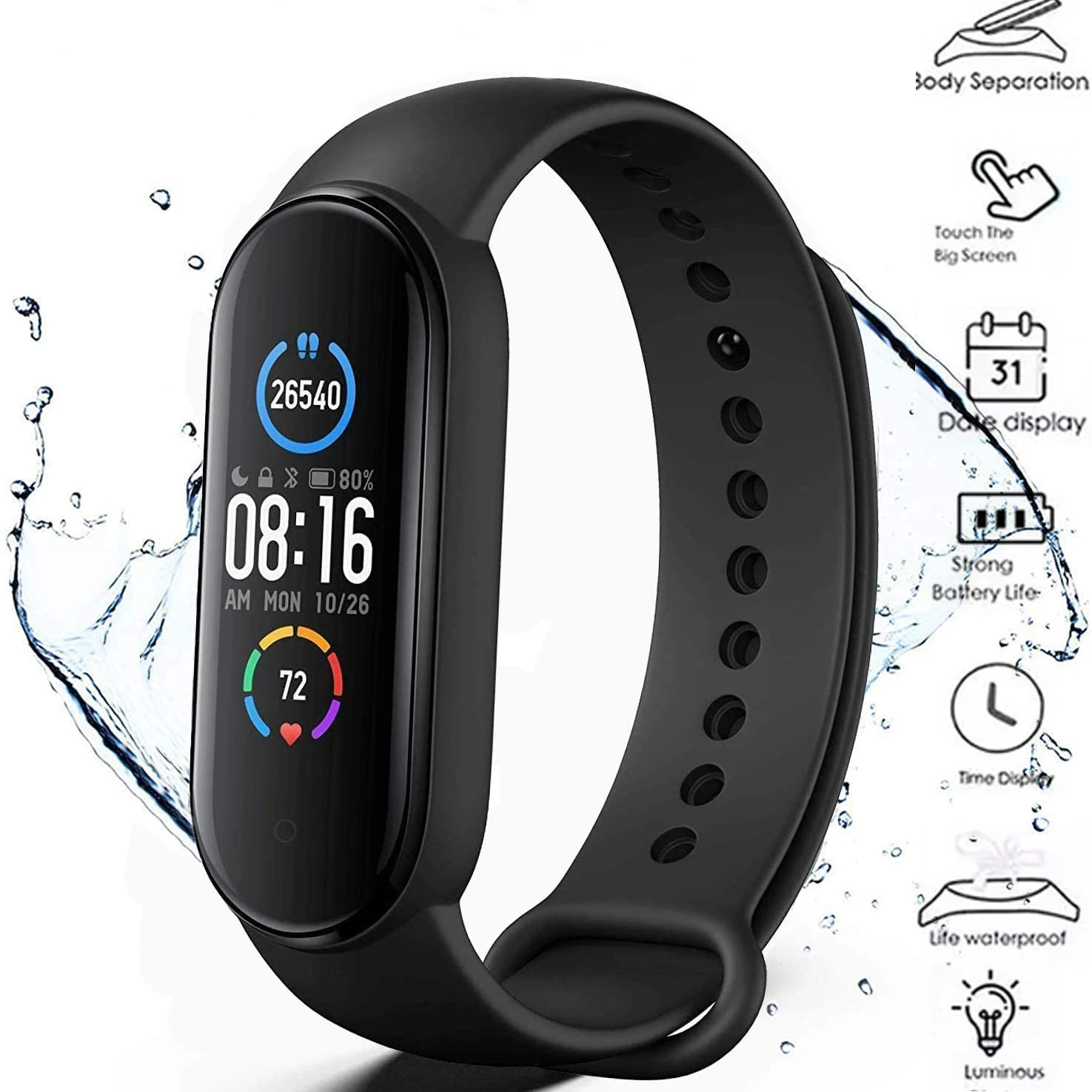 

Smart Watch Men Women Clock Running Time Monitoring Tracker Fitness Wristband Bluetooth Connection Waterproof