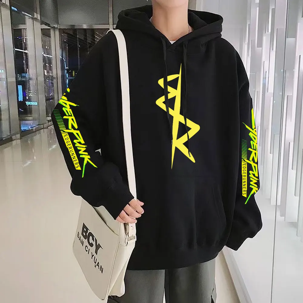 

Fashion Anime Cyberpunk Edgerunner Hoodie Men Women Long Sleeve Hooded Sweatshirt Hip Hop Streetwear Retro Fleece Gothic Clothes