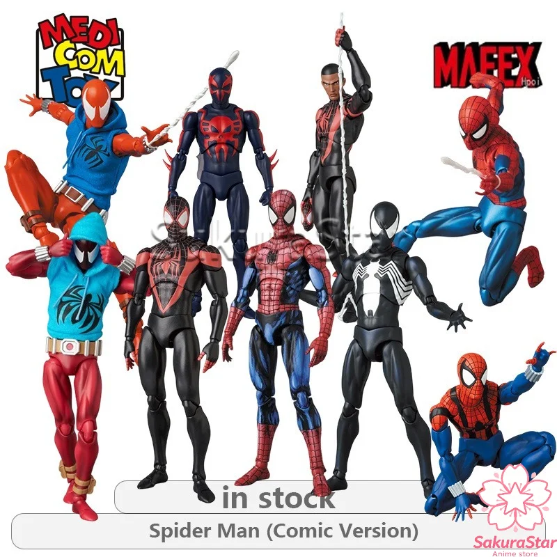 Фото 【В наличии】Коллекционная фигурка Medicom Toy MAFEX No.268 Scarlet Spider Ben Reilly, комикс-версия, подвижная, от Marvel, подарок №1